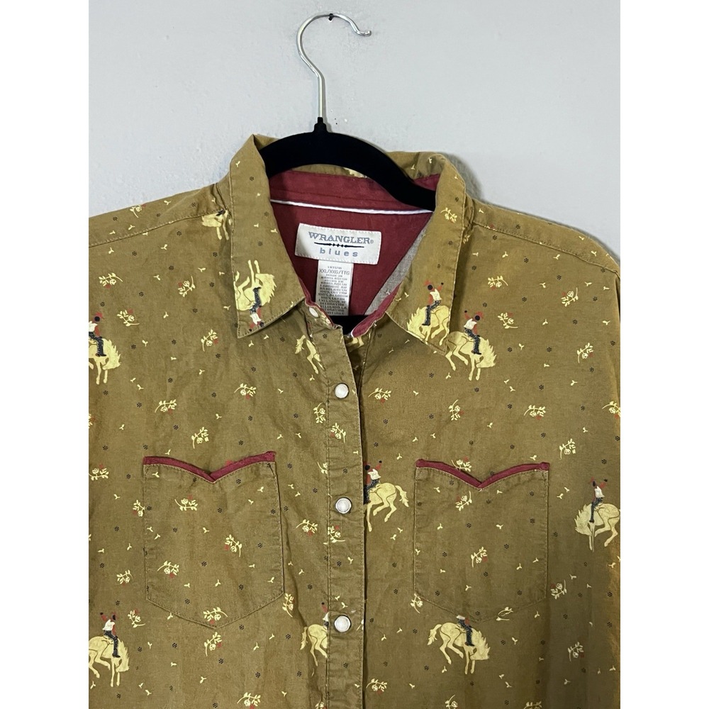 Vintage Wrangler Blues Western Shirt Women's XXL Cowboy Rodeo Pearl Snap Ranch